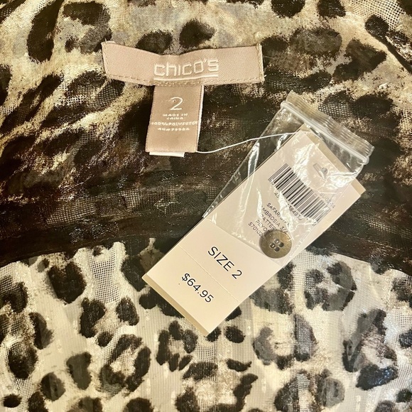 Chico's Animal Print Zipper Jacket in Black and Cream NWT - Picture 6 of 7